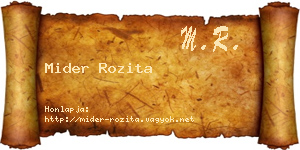 Mider Rozita névjegykártya